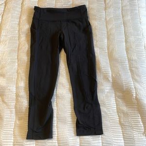 Lululemon cropped black workout with back zipper pocket